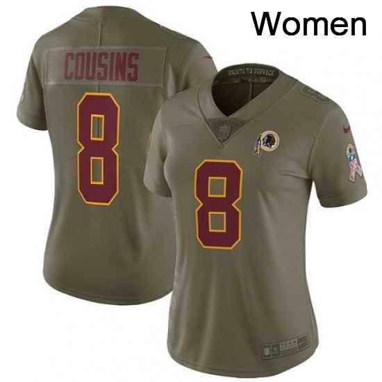 Womens Nike Washington Redskins 8 Kirk Cousins Limited Olive 2017 Salute to Service NFL Jersey